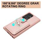 For Samsung Galaxy S22 Ultra 5G Litchi Texture Drawing Card Bag Ring Holder Phone Case(Rose Gold) - 3