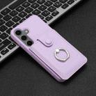 For Samsung Galaxy S25 5G Litchi Texture Drawing Card Bag Ring Holder Phone Case(Purple) - 2