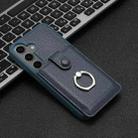 For Samsung Galaxy S25+ 5G Litchi Texture Drawing Card Bag Ring Holder Phone Case(Blue) - 2