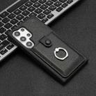 For Samsung Galaxy S25 Ultra 5G Litchi Texture Drawing Card Bag Ring Holder Phone Case(Black) - 2