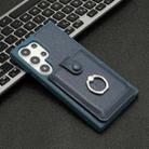 For Samsung Galaxy S25 Ultra 5G Litchi Texture Drawing Card Bag Ring Holder Phone Case(Blue) - 2
