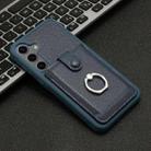 For Samsung Galaxy A54 5G Litchi Texture Drawing Card Bag Ring Holder Phone Case(Blue) - 2