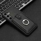 For Samsung Galaxy A55 5G Global Litchi Texture Drawing Card Bag Ring Holder Phone Case(Black) - 2