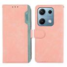 For Redmi Note 14S 4G ABEEL Color Block Magnetic RFID Leather Phone Case(Pink-Cyan) - 1