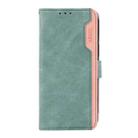 For Redmi Note 14S 4G ABEEL Color Block Magnetic RFID Leather Phone Case(Cyan-Pink) - 2