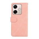 For Redmi 13x ABEEL Color Block Magnetic RFID Leather Phone Case(Pink-Cyan) - 3