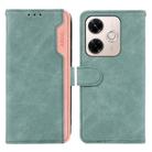 For Redmi 13x ABEEL Color Block Magnetic RFID Leather Phone Case(Cyan-Pink) - 1