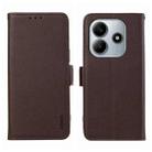For Redmi Note 14 4G 164.84mm ABEEL Side-Magnetic Litchi Pattern Leather RFID Phone Case(Brown) - 1