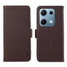 For Redmi Note 14S 4G ABEEL Side-Magnetic Litchi Pattern Leather RFID Phone Case(Brown) - 1