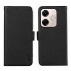 For Redmi 13X ABEEL Side-Magnetic Litchi Pattern Leather RFID Phone Case(Black) - 1
