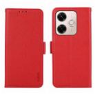 For Redmi 13X ABEEL Side-Magnetic Litchi Pattern Leather RFID Phone Case(Red) - 1