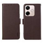 For Redmi 13X ABEEL Side-Magnetic Litchi Pattern Leather RFID Phone Case(Brown) - 1