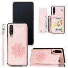 For Huawei P30 Mandala Embossed PU + TPU Case with Holder & Card Slots & Photo Frame & Strap(Rose Gold) - 1