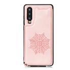 For Huawei P30 Mandala Embossed PU + TPU Case with Holder & Card Slots & Photo Frame & Strap(Rose Gold) - 2