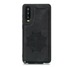 For Huawei P30 Mandala Embossed PU + TPU Case with Holder & Card Slots & Photo Frame & Strap(Black) - 2
