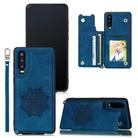 For Huawei P30 Mandala Embossed PU + TPU Case with Holder & Card Slots & Photo Frame & Strap(Blue) - 1