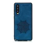 For Huawei P30 Mandala Embossed PU + TPU Case with Holder & Card Slots & Photo Frame & Strap(Blue) - 2