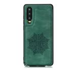 For Huawei P30 Mandala Embossed PU + TPU Case with Holder & Card Slots & Photo Frame & Strap(Green) - 2