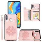 For Huawei P30 Lite Mandala Embossed PU + TPU Case with Holder & Card Slots & Photo Frame & Strap(Rose Gold) - 1