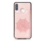 For Huawei P30 Lite Mandala Embossed PU + TPU Case with Holder & Card Slots & Photo Frame & Strap(Rose Gold) - 1