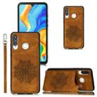 For Huawei P30 Lite Mandala Embossed PU + TPU Case with Holder & Card Slots & Photo Frame & Strap(Brown) - 1