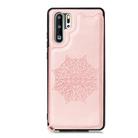 For Huawei P30 Pro Mandala Embossed PU + TPU Case with Holder & Card Slots & Photo Frame & Strap(Rose Gold) - 2