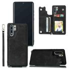 For Huawei P30 Pro Mandala Embossed PU + TPU Case with Holder & Card Slots & Photo Frame & Strap(Black) - 1