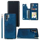 For Huawei P30 Pro Mandala Embossed PU + TPU Case with Holder & Card Slots & Photo Frame & Strap(Blue) - 1