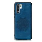 For Huawei P30 Pro Mandala Embossed PU + TPU Case with Holder & Card Slots & Photo Frame & Strap(Blue) - 2