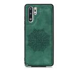 For Huawei P30 Pro Mandala Embossed PU + TPU Case with Holder & Card Slots & Photo Frame & Strap(Green) - 1