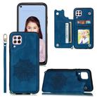 For Huawei P40 Lite Mandala Embossed PU + TPU Case with Holder & Card Slots & Photo Frame & Strap(Blue) - 1