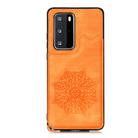 For Huawei P40 Mandala Embossed PU + TPU Case with Holder & Card Slots & Photo Frame & Strap(Yellow) - 2