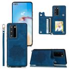 For Huawei P40 Pro Mandala Embossed PU + TPU Case with Holder & Card Slots & Photo Frame & Strap(Blue) - 1