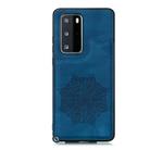 For Huawei P40 Pro Mandala Embossed PU + TPU Case with Holder & Card Slots & Photo Frame & Strap(Blue) - 2