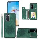 For Huawei P40 Pro Mandala Embossed PU + TPU Case with Holder & Card Slots & Photo Frame & Strap(Green) - 1