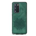 For Huawei P40 Pro Mandala Embossed PU + TPU Case with Holder & Card Slots & Photo Frame & Strap(Green) - 2