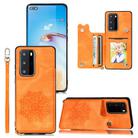 For Huawei P40 Pro+ Mandala Embossed PU + TPU Case with Holder & Card Slots & Photo Frame & Strap(Yellow) - 1