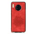For Huawei Mate 30 Mandala Embossed PU + TPU Case with Holder & Card Slots & Photo Frame & Strap(Red) - 2