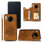 For Huawei Mate 30 Mandala Embossed PU + TPU Case with Holder & Card Slots & Photo Frame & Strap(Brown) - 1