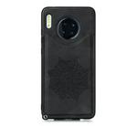 For Huawei Mate 30 Pro Mandala Embossed PU + TPU Case with Holder & Card Slots & Photo Frame & Strap(Black) - 1