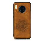 For Huawei Mate 30 Pro Mandala Embossed PU + TPU Case with Holder & Card Slots & Photo Frame & Strap(Brown) - 1