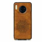 For Huawei Mate 30 Pro Mandala Embossed PU + TPU Case with Holder & Card Slots & Photo Frame & Strap(Brown) - 1