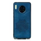 For Huawei Mate 30 Pro Mandala Embossed PU + TPU Case with Holder & Card Slots & Photo Frame & Strap(Blue) - 1