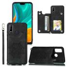 For Huawei P smart 2020 Mandala Embossed PU + TPU Case with Holder & Card Slots & Photo Frame & Strap(Black) - 1