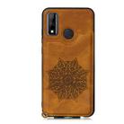 For Huawei P smart 2020 Mandala Embossed PU + TPU Case with Holder & Card Slots & Photo Frame & Strap(Brown) - 2