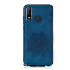 For Huawei P smart 2020 Mandala Embossed PU + TPU Case with Holder & Card Slots & Photo Frame & Strap(Blue) - 2