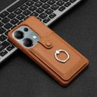 For Redmi Note 13 Pro 4G Litchi Texture Drawing Card Bag Ring Holder Phone Case(Brown) - 2