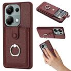 For Redmi Note 13 Pro 4G Litchi Texture Drawing Card Bag Ring Holder Phone Case(Wine Red) - 1