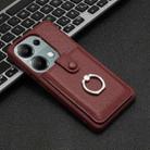 For Redmi Note 13 Pro 4G Litchi Texture Drawing Card Bag Ring Holder Phone Case(Wine Red) - 2