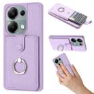 For Redmi Note 13 Pro 4G Litchi Texture Drawing Card Bag Ring Holder Phone Case(Purple) - 1